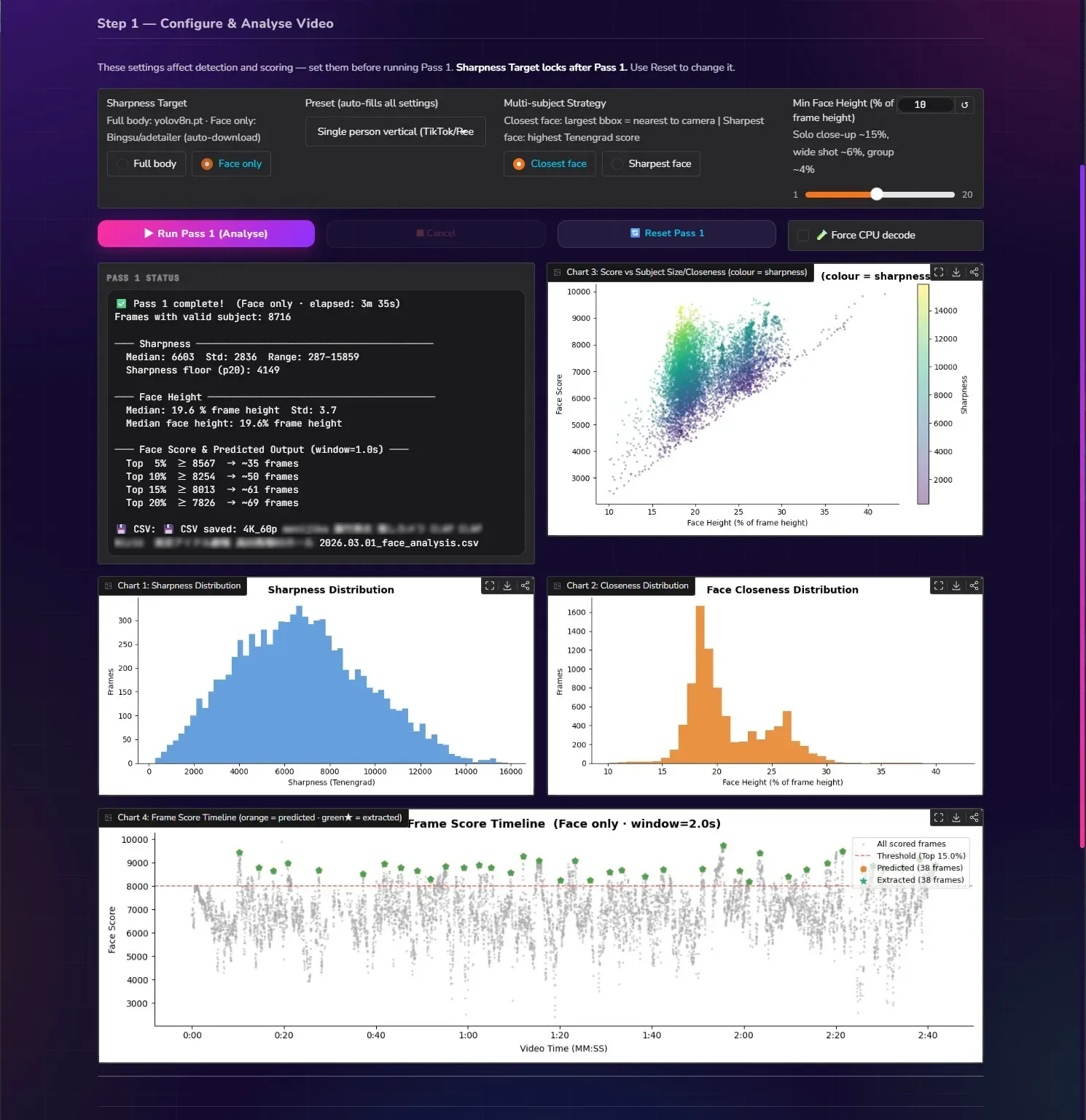 SharpMoment AI — Step 1 Configure and Analyse Video
